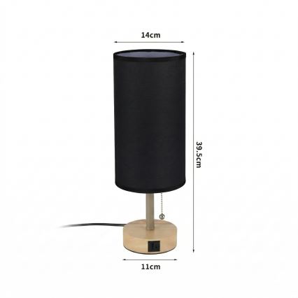 Brilagi - Настільна лампа з USB-портом TABLON 1xE27/25W/230V дуб/бежевий/чорний