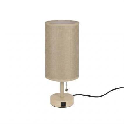 Brilagi - Настільна лампа з USB-портом TABLON 1xE27/25W/230V дуб/бежевий