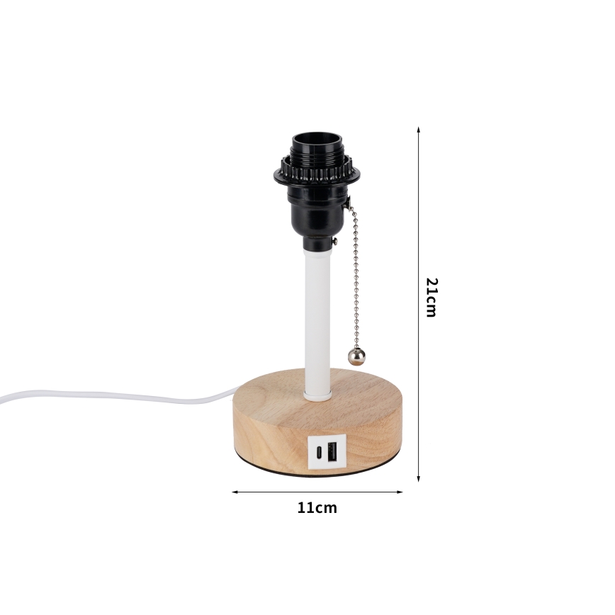 Brilagi - Настільна лампа з USB-портом TABLON 1xE27/25W/230V дуб/біла