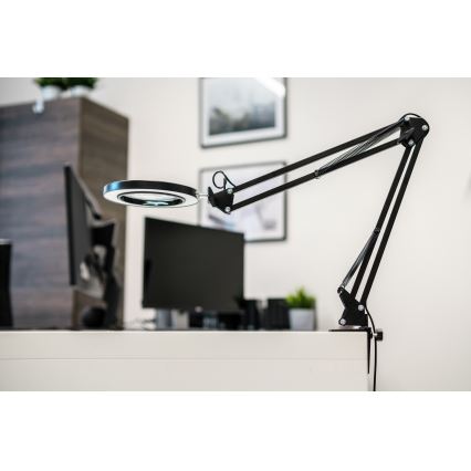Brilagi - Настільна LED лампа з регулюванням яскравості та із лупою LENS LED/12W/5V 3000/4200/6000K чорний