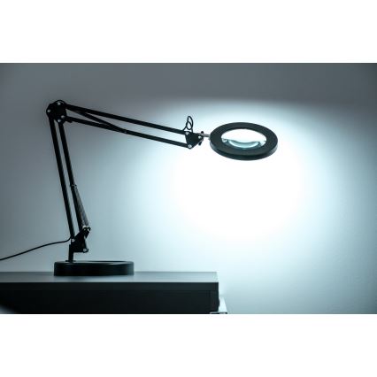 Brilagi - Настільна LED лампа з регулюванням яскравості та із лупою LENS LED/12W/5V 3000/4200/6000K чорний