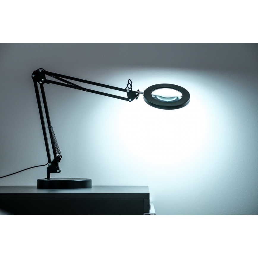 Brilagi - Настільна LED лампа з регулюванням яскравості та із лупою LENS LED/12W/5V 3000/4200/6000K чорний