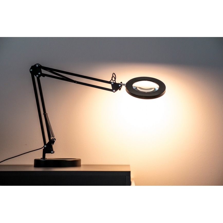Brilagi - Настільна LED лампа з регулюванням яскравості та із лупою LENS LED/12W/5V 3000/4200/6000K чорний