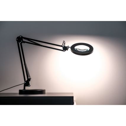 Brilagi - Настільна LED лампа з регулюванням яскравості та із лупою LENS LED/12W/5V 3000/4200/6000K чорний