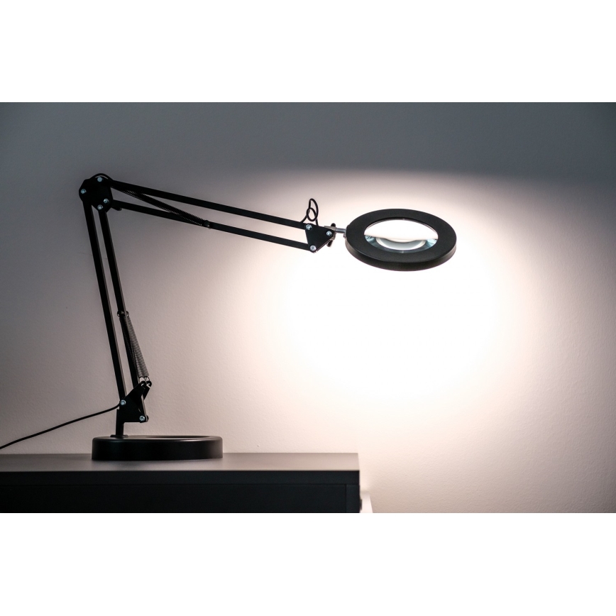 Brilagi - Настільна LED лампа з регулюванням яскравості та із лупою LENS LED/12W/5V 3000/4200/6000K чорний