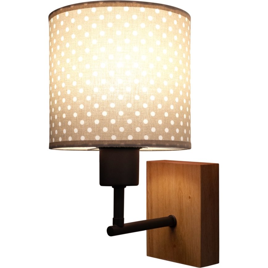 BRILAGI - Дитяча настінна лампа BOBO WOOD 1xE27/25W/230V дуб/чорний/бежевий/у горошок