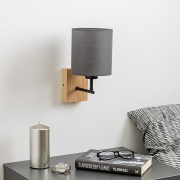 Brilagi - Настінна лампа NUBILA WOOD 1xE27/25W/230V дуб/антрацит