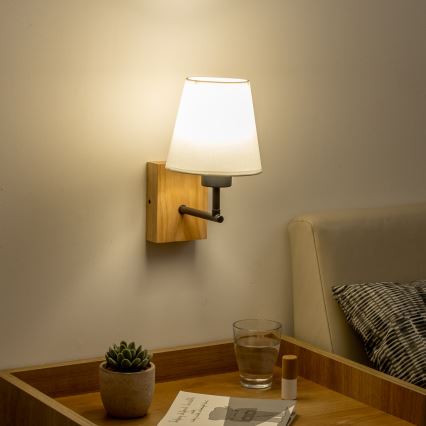 Brilagi - Настінна лампа NUBILA WOOD 1xE27/25W/230V дуб/білий