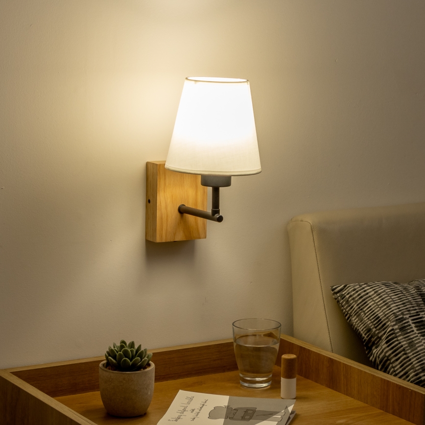 Brilagi - Настінна лампа NUBILA WOOD 1xE27/25W/230V дуб/білий