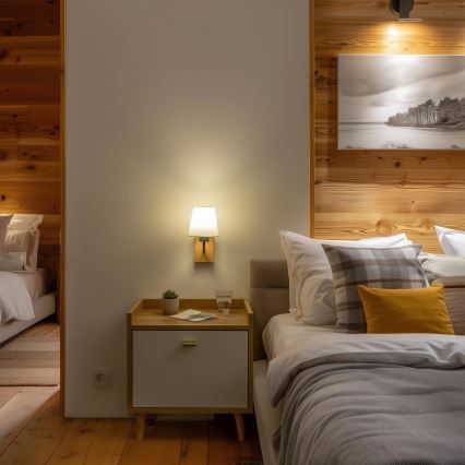 Brilagi - Настінна лампа NUBILA WOOD 1xE27/25W/230V дуб/білий