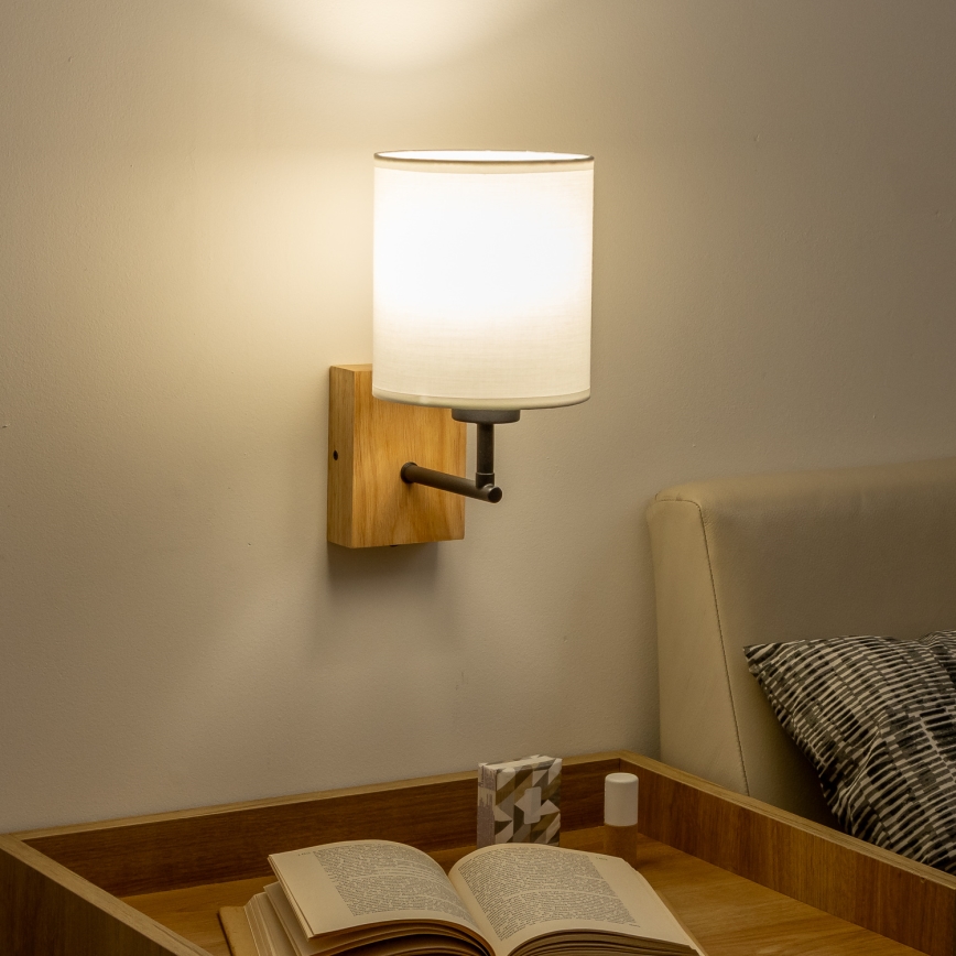 Brilagi - Настінна лампа NUBILA WOOD 1xE27/25W/230V дуб/білий