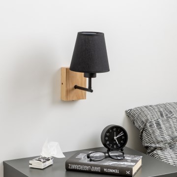 Brilagi - Настінна лампа NUBILA WOOD 1xE27/25W/230V дуб/чорний