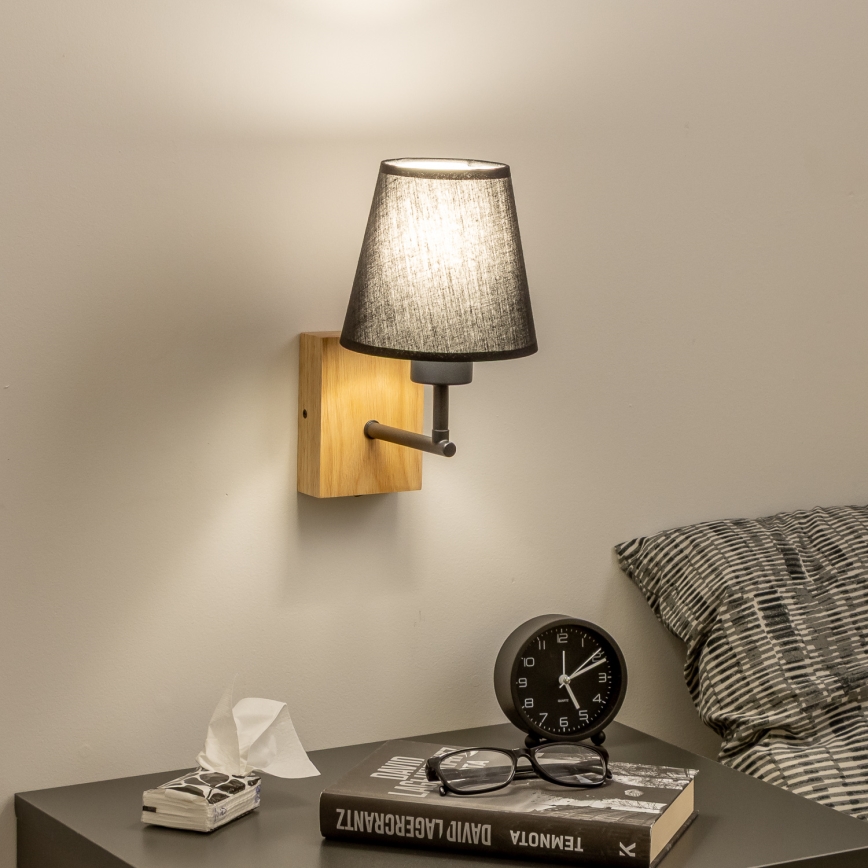 Brilagi - Настінна лампа NUBILA WOOD 1xE27/25W/230V дуб/чорний