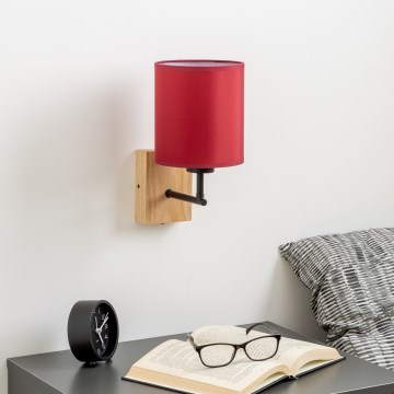 Brilagi - Настінна лампа NUBILA WOOD 1xE27/25W/230V дуб/помпейський червоний