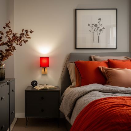 Brilagi - Настінна лампа NUBILA WOOD 1xE27/25W/230V дуб/помпейський червоний