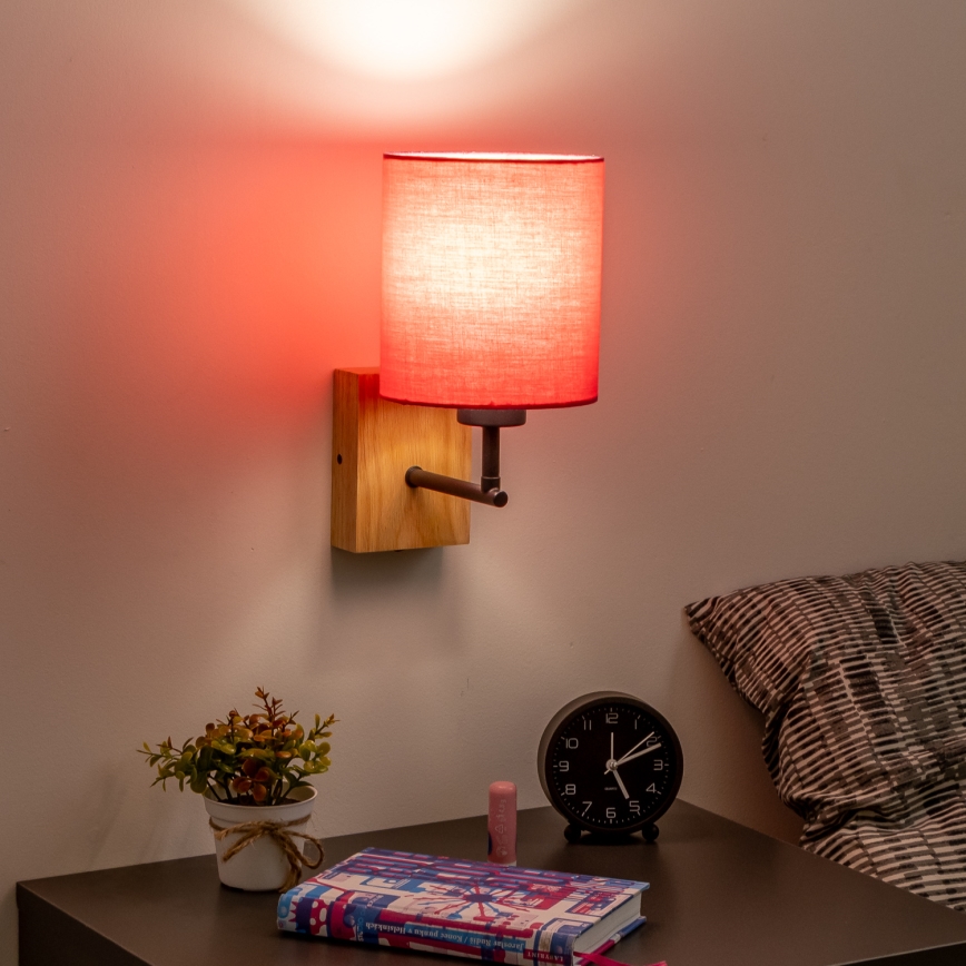 Brilagi - Настінна лампа NUBILA WOOD 1xE27/25W/230V дуб/рожевий
