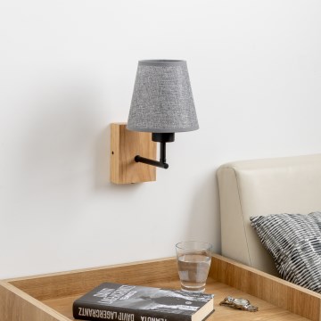 Brilagi - Настінна лампа NUBILA WOOD 1xE27/25W/230V дуб/сірий