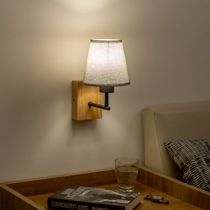 Brilagi - Настінна лампа NUBILA WOOD 1xE27/25W/230V дуб/сірий
