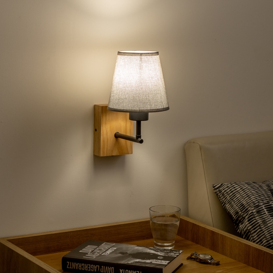 Brilagi - Настінна лампа NUBILA WOOD 1xE27/25W/230V дуб/сірий