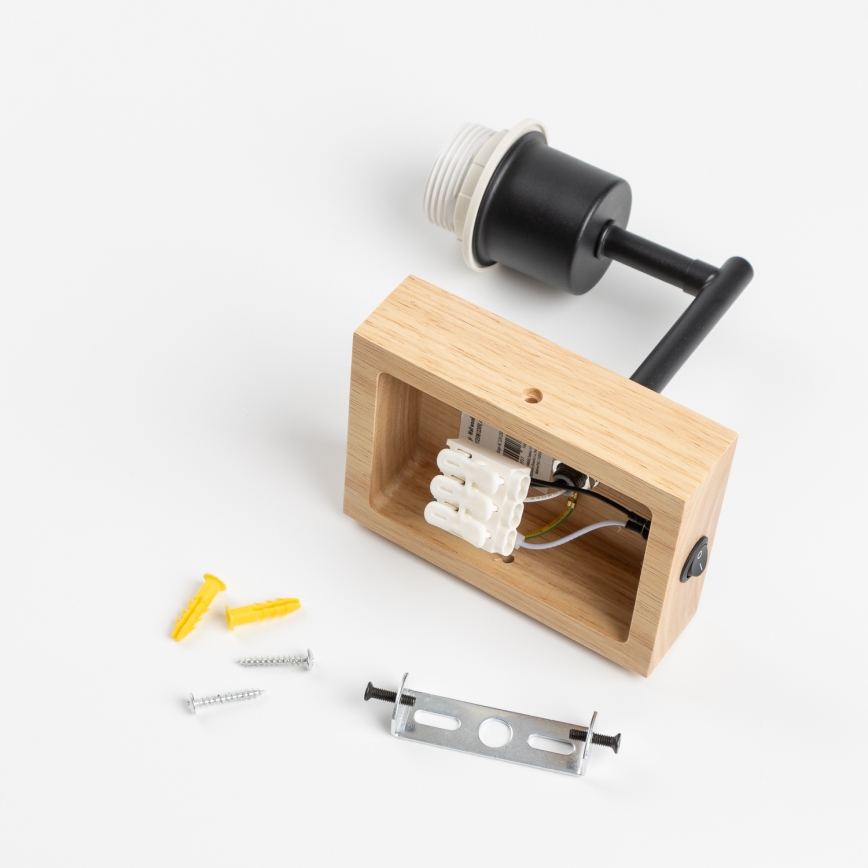 Brilagi - Настінна лампа NUBILA WOOD 1xE27/25W/230V дуб/сірий
