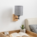 Brilagi - Настінна лампа NUBILA WOOD 1xE27/25W/230V дуб/сірий