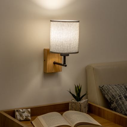 Brilagi - Настінна лампа NUBILA WOOD 1xE27/25W/230V дуб/сірий