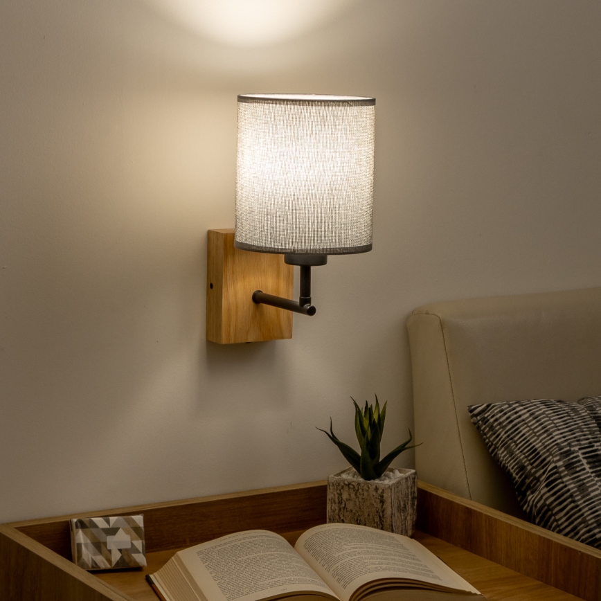 Brilagi - Настінна лампа NUBILA WOOD 1xE27/25W/230V дуб/сірий
