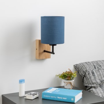 Brilagi - Настінна лампа NUBILA WOOD 1xE27/25W/230V дуб/темно-синій