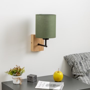Brilagi - Настінна лампа NUBILA WOOD 1xE27/25W/230V дуб/зелений
