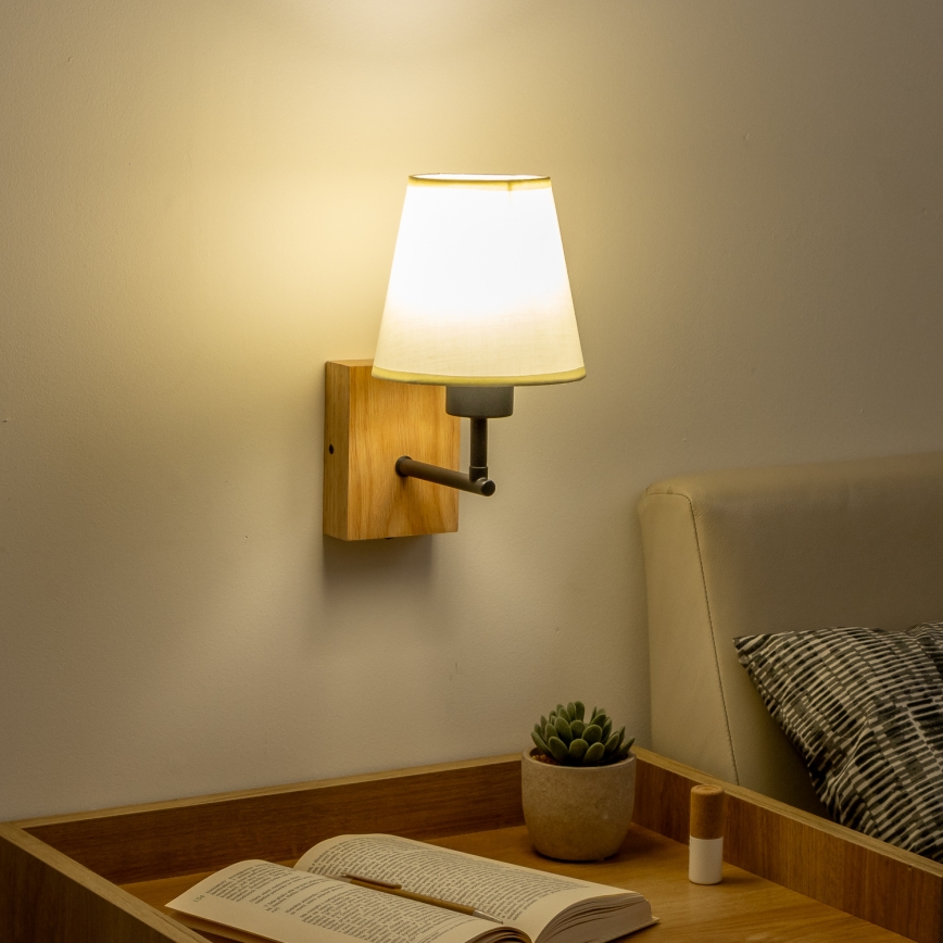 Brilagi - Настінна лампа NUBILA WOOD 1xE27/25W/230V дуб/кремовий