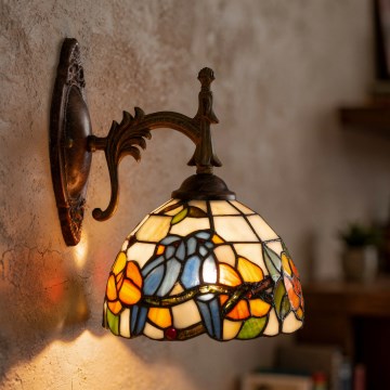 Брілагі - настінна вітражна лампа в стилі Тіффані JUNGLE 1xE14/40W/230V