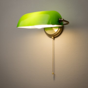 Brilagi - Настінний світильник BANK OFFICE 1xE27/60W/230V латунь/зелений