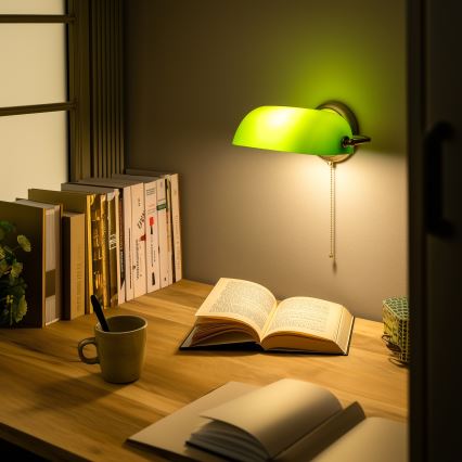 Brilagi - Настінний світильник BANK OFFICE 1xE27/60W/230V латунь/зелений