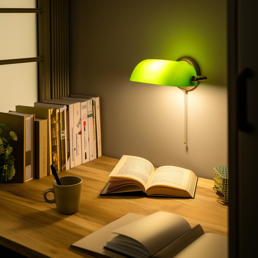 Brilagi - Настінний світильник BANK OFFICE 1xE27/60W/230V латунь/зелений