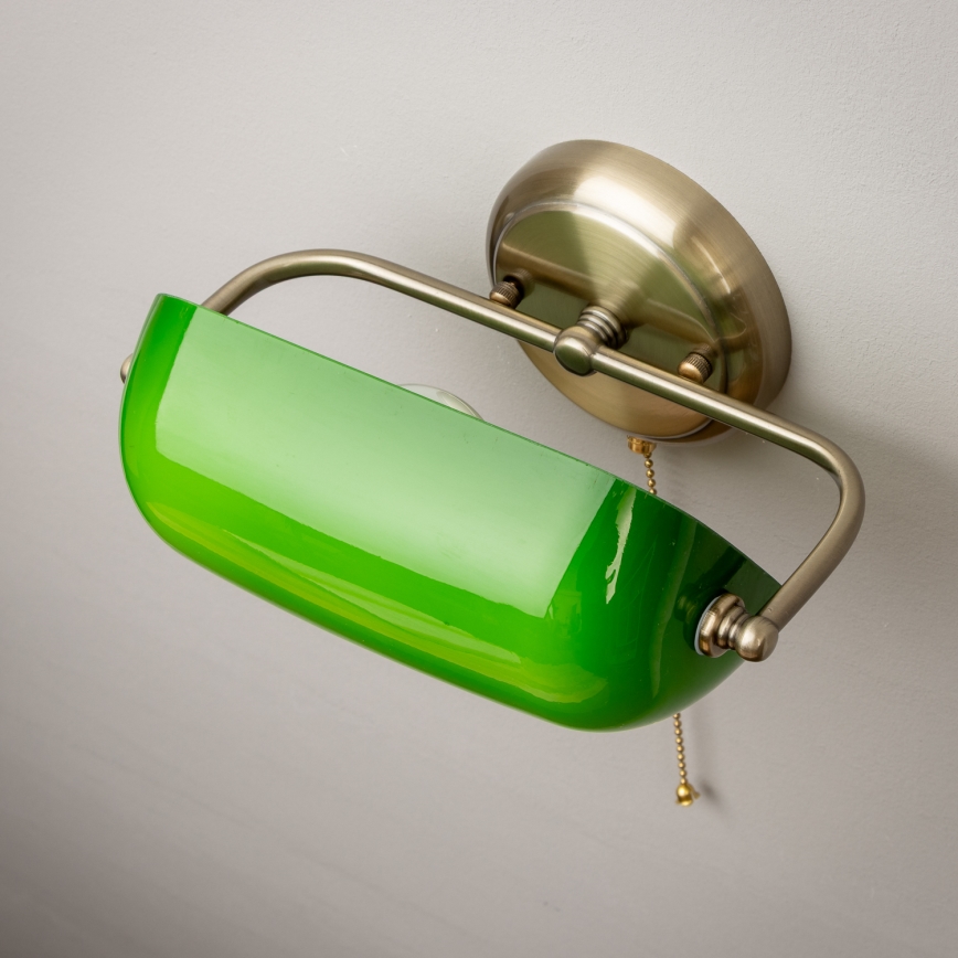 Brilagi - Настінний світильник BANK OFFICE 1xE27/60W/230V латунь/зелений