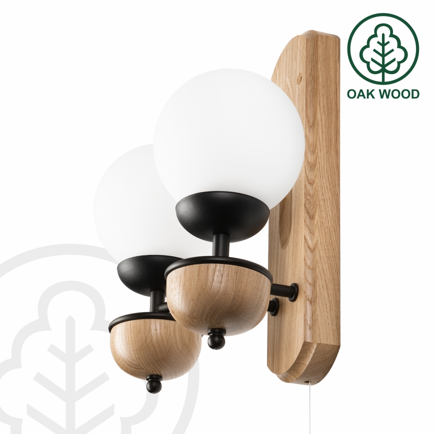 Brilagi - Настінний світильник COTTAGE 2xG9/40W/230V дуб/білий