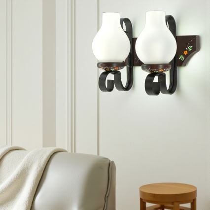 Brilagi - Настінний світильник QUEEN 2xE14/40W/230V бук/венге