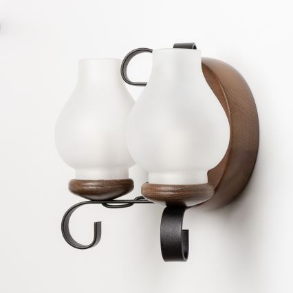 Brilagi - Настінний світильник ROATA APLICA 2xE14/40W/230V бук/волоський горіх