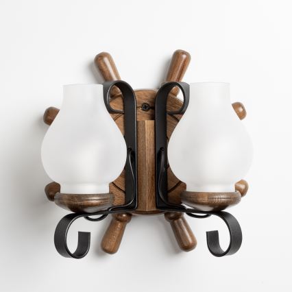 Brilagi - Настінний світильник TIMONA 2xE14/40W/230V бук/волоський горіх