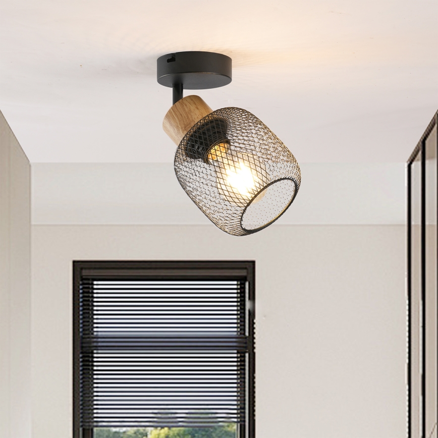 Brilagi - Настінний точковий світильник BASKLITE 1xE27/15W/230V деревина гевеї/чорний