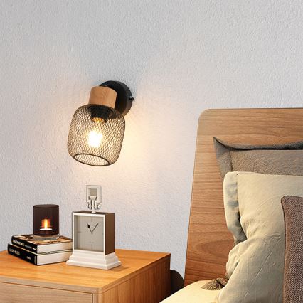 Brilagi - Настінний точковий світильник BASKLITE 1xE27/15W/230V деревина гевеї/чорний