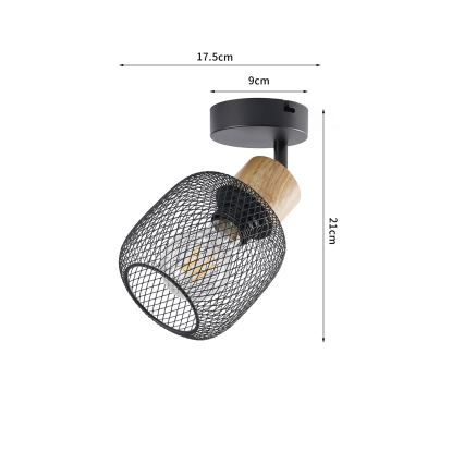 Brilagi - Настінний точковий світильник BASKLITE 1xE27/15W/230V дерев'яний/чорний