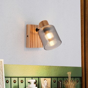 Brilagi - Настінний точковий світильник HYGGE 1xE14/15W/230V деревина гевеї/димчастий