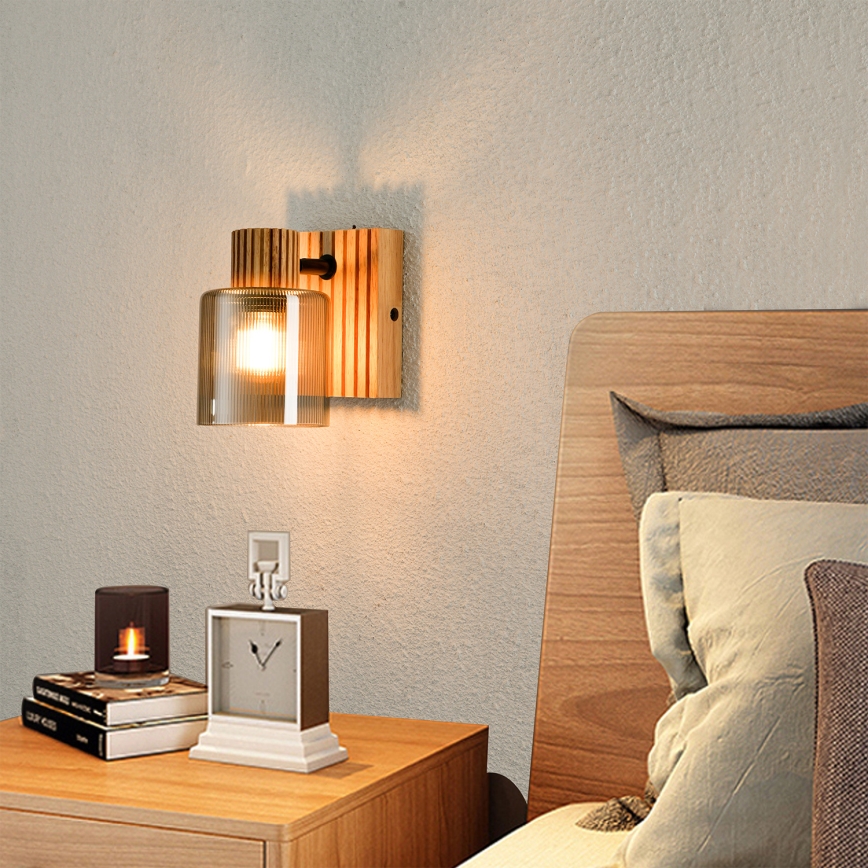 Brilagi - Настінний точковий світильник HYGGE 1xE14/15W/230V дерев'яний/димчастий