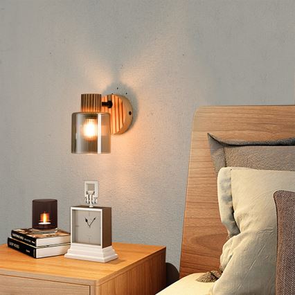 Brilagi - Настінний точковий світильник HYGGE 1xE14/15W/230V гевея/димчастий