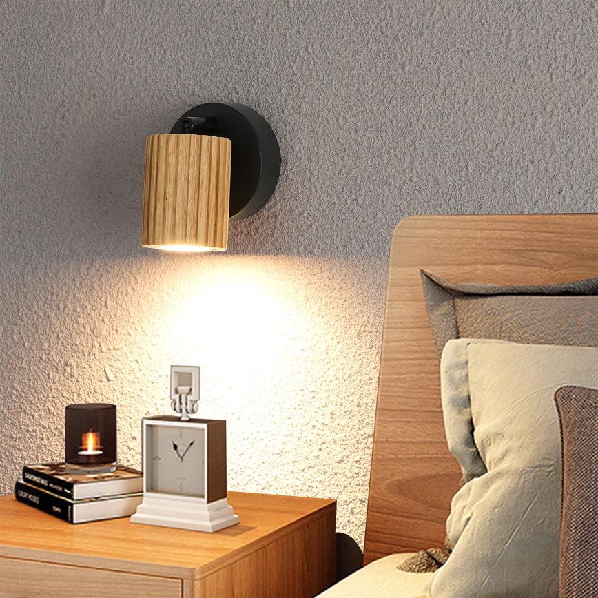 Brilagi - Настінний точковий світильник MODERN WOOD 1xGU10/8W/230V деревина гевеї/чорний