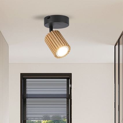 Brilagi - Настінний точковий світильник MODERN WOOD 1xGU10/8W/230V деревина гевеї/чорний