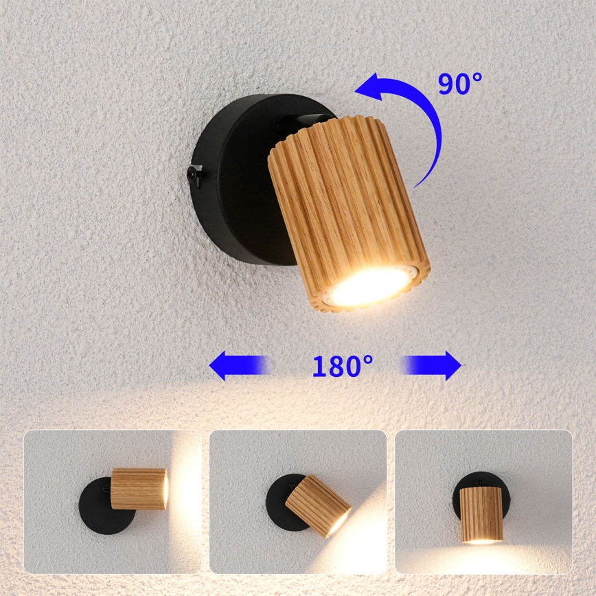 Brilagi - Настінний точковий світильник MODERN WOOD 1xGU10/8W/230V дерево/чорний