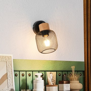 Brilagi - Настінний точковий світильник BASKLITE 1xE27/15W/230V деревина гевеї/чорний
