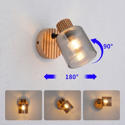 Brilagi - Настінний точковий світильник HYGGE 1xE14/15W/230V гевея/димчастий